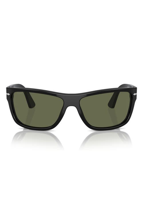 Persol 63mm Oversize Polarized Rectangular Sunglasses In Black