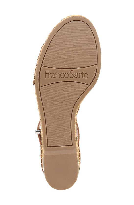 Shop Franco Sarto Clemens Ankle Strap Platform Wedge Sandal In Cognac Raffia