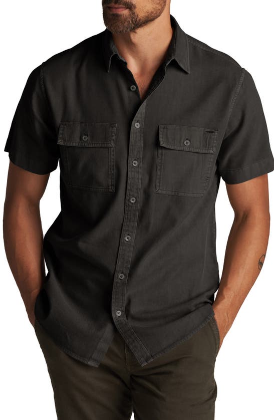 Rowan Warwick Heritage Twill Short Sleeve Button-up Shirt In Faded Black