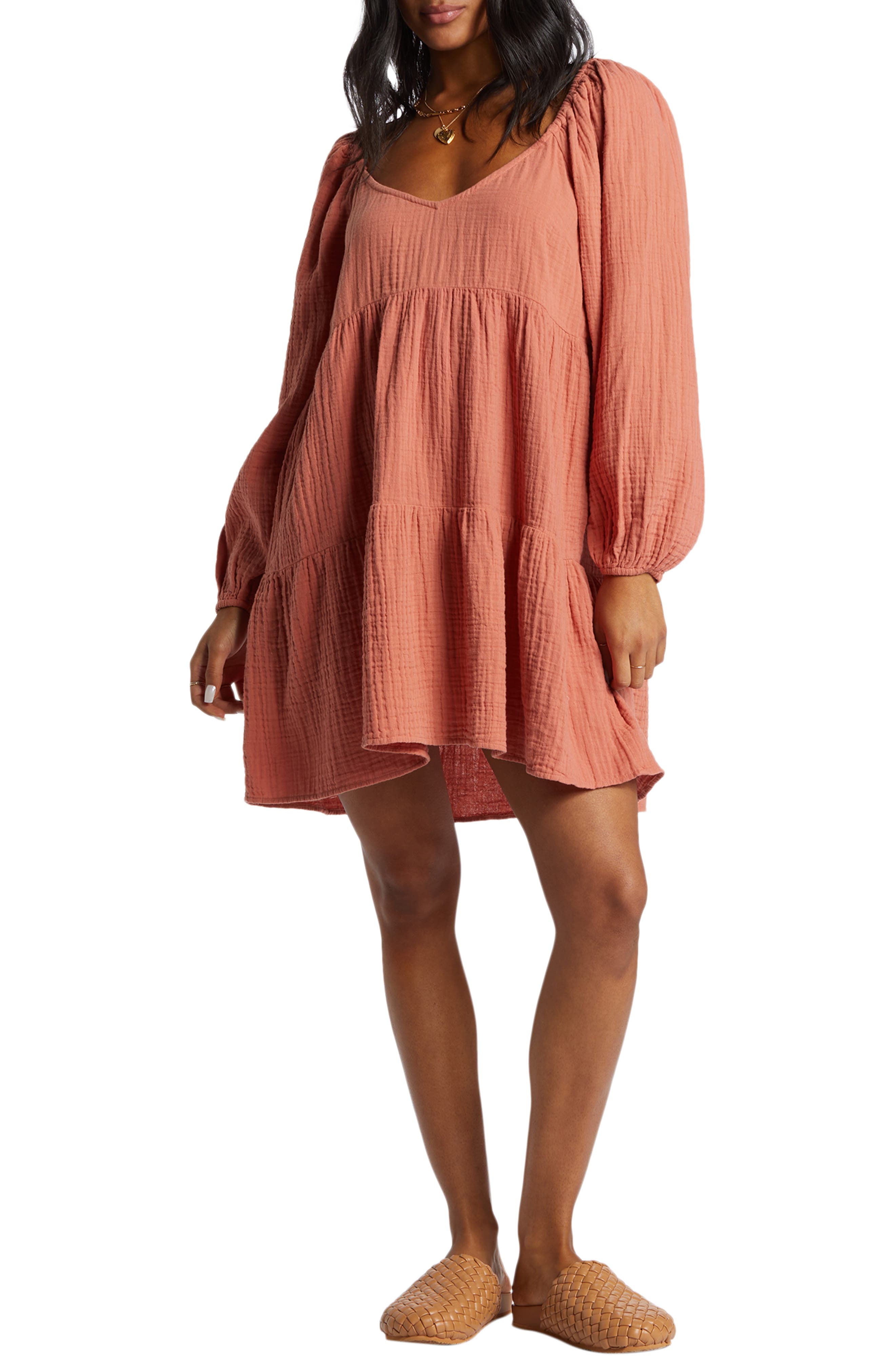 Billabong Days Moon Long Sleeve Double Gauze Dress in Kiss The Earth 