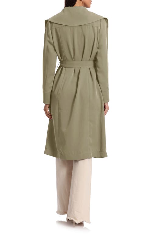 Shop Avec Les Filles Belted Drape Trench Coat In Sage