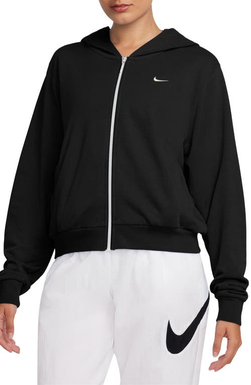 Nike Sportswear Chill French Terry Full Zip Hooded Jacket In Black/sail