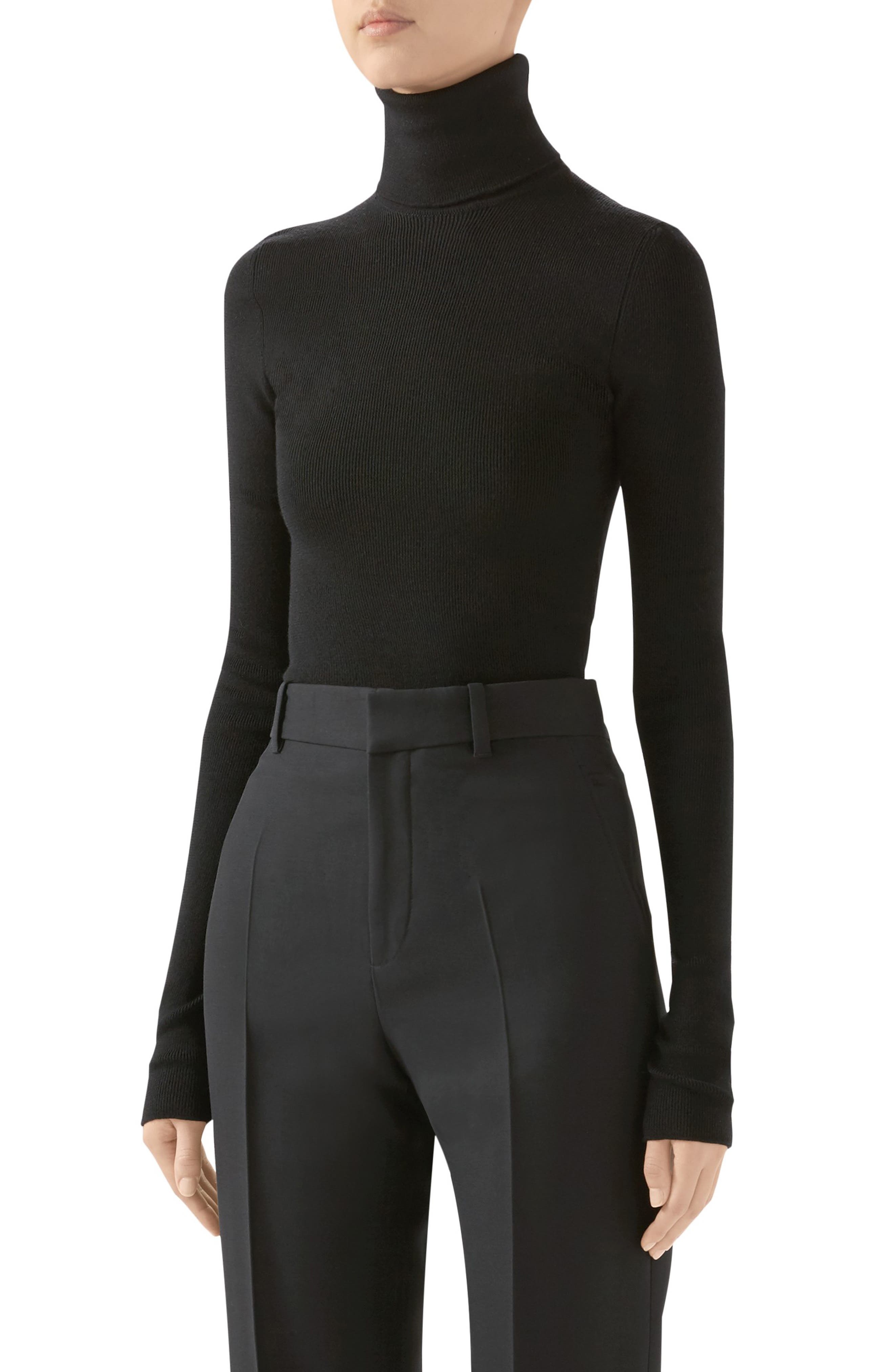 Gucci Tops Ribbed Wool Turtleneck Sweater