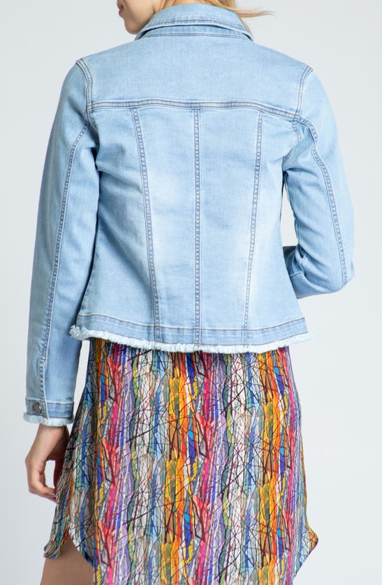 Apny Frayed Denim Jacket In Light Indigo