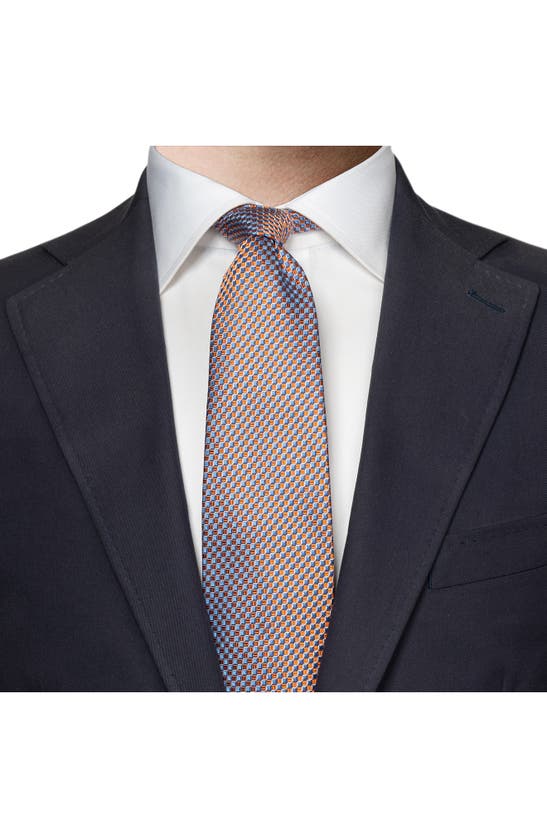 Shop Eton Square Neat Silk Tie In Medium Orange