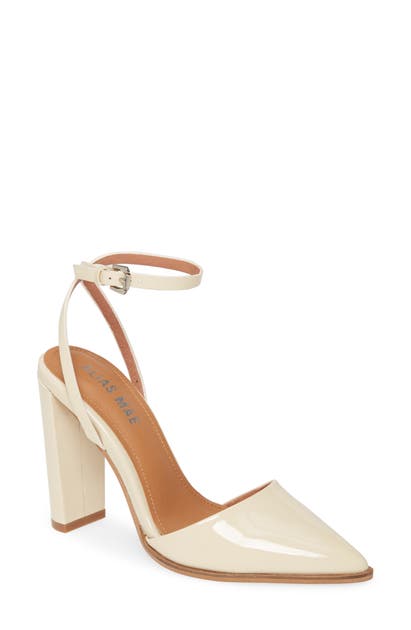 Click to view more detailed imagery on our partner's website Alias Mae Layton Ankle Strap Pump In Beige Patent Leather