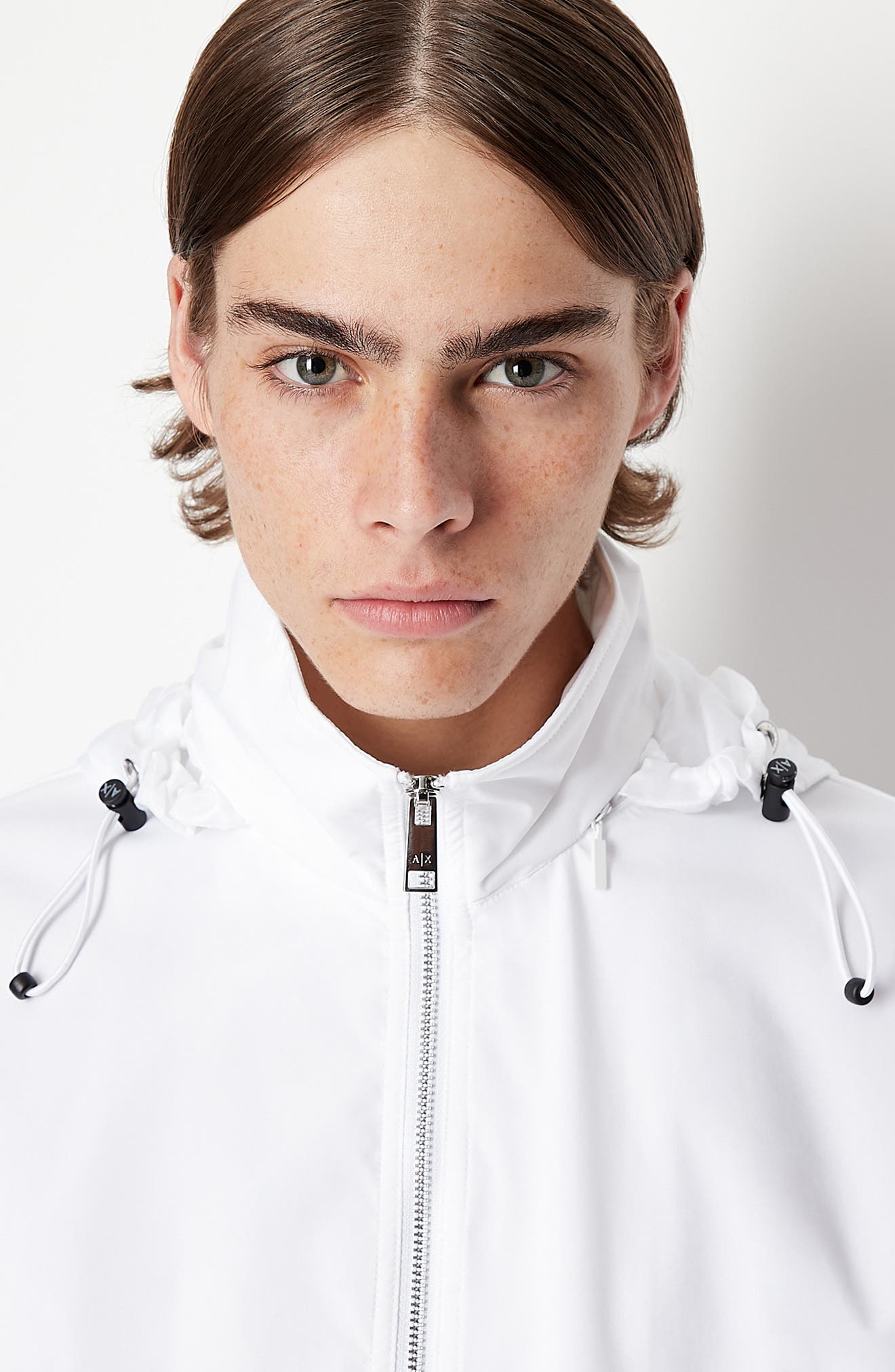 Armani Exchange Waterproof Track Jacket in Solid White