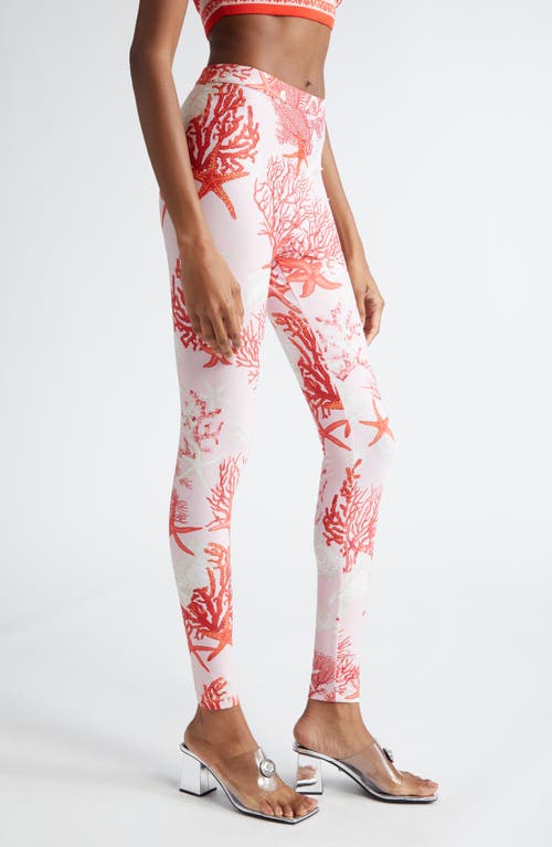 Shop Versace Holiday Print High Waist Leggings In Dusty Rose Coral Bone