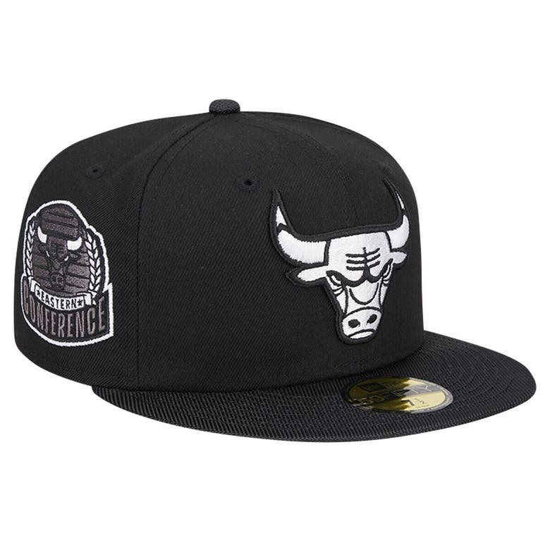 Shop New Era Black Chicago Bulls Active Satin Visor 59fifty Fitted Hat