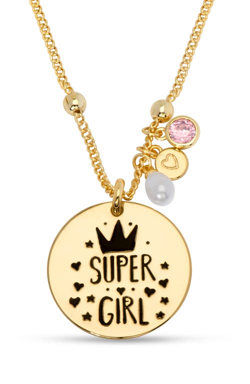 Lily Nily Kids' Super Girl Pendant Necklace in Gold at Nordstrom