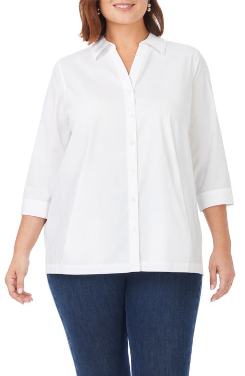 Foxcroft Kayla Stretch Button-Up Shirt White at Nordstrom,