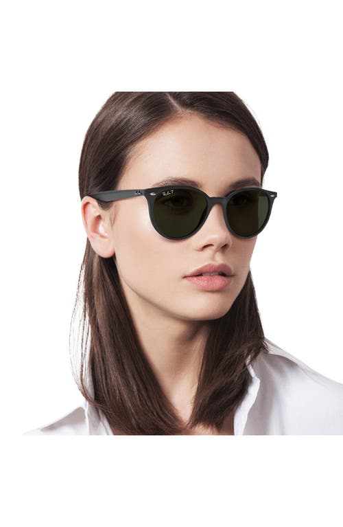 Ray Ban Ray-ban Phantos 53mm Polarized Round Sunglasses In Black/green Solid