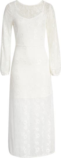Khaki Sheer Lace Cut Out Long Sleeve Maxi Dress