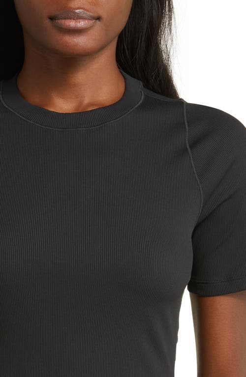 Shop Nike Essential Rib Crop T-shirt In Black/pcg6c