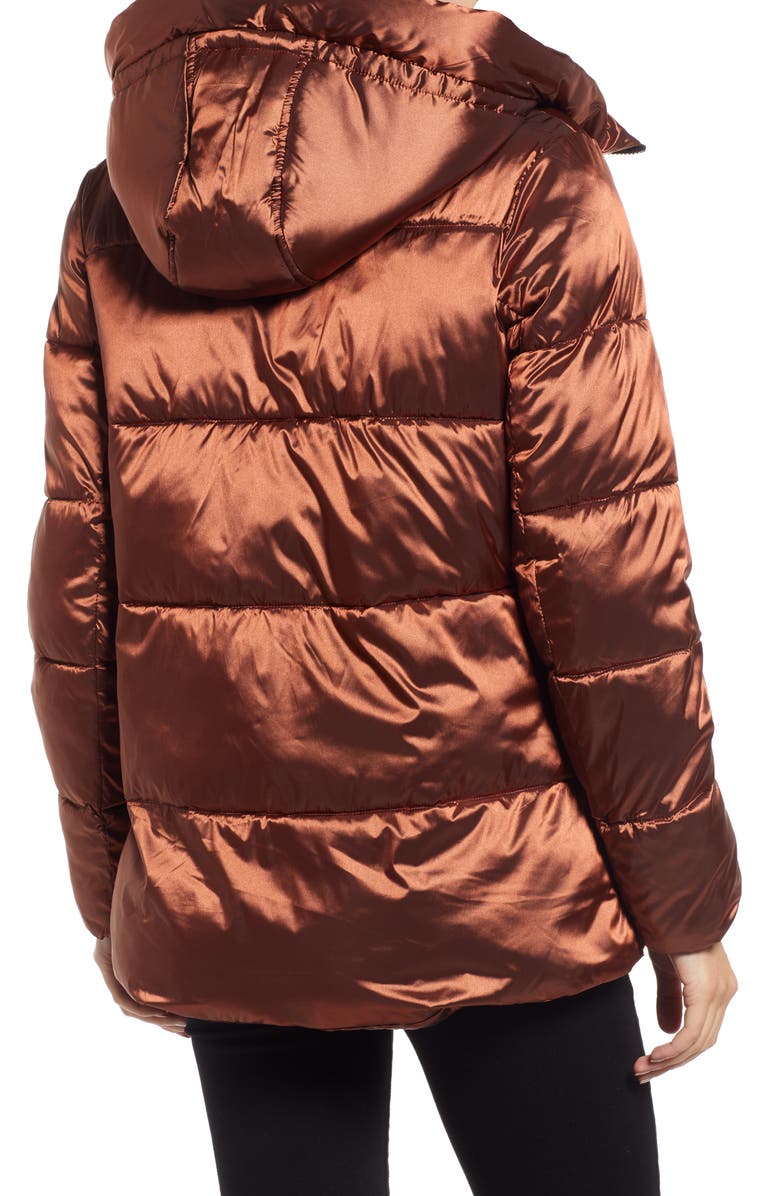 Sam Edelman Iridescent Water Repellent Hooded Puffer Jacket, Alternate, color, 