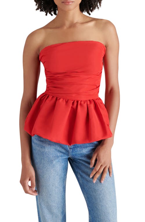 Shop Steve Madden Amari Strapless Peplum Top In Red