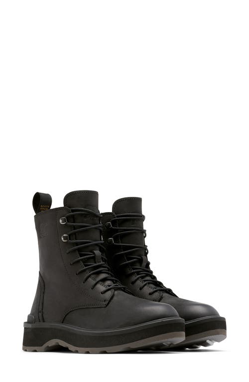 Size 9.5 SOREL Hi-Line Lace-Up Combat Boot in Black Jet at Nordstrom, 