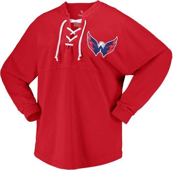 Women's Fanatics Branded Red Washington Capitals Lace-Up Jersey T