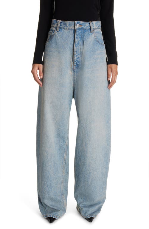 Shop Balenciaga Baggy Straight Leg Jeans In Light Indigo/madder
