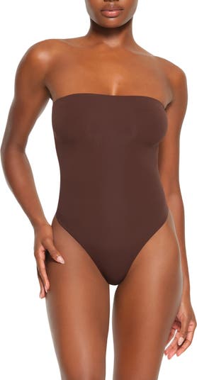 Skims orangey brown strapless bodysuit xxs brand new - Depop