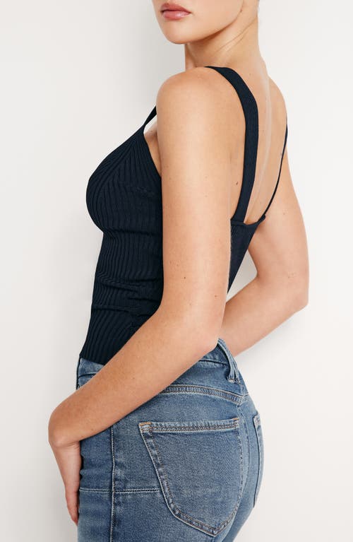 Shop Good American Shine V-neck Ribbed Crop Tank In New Navy002