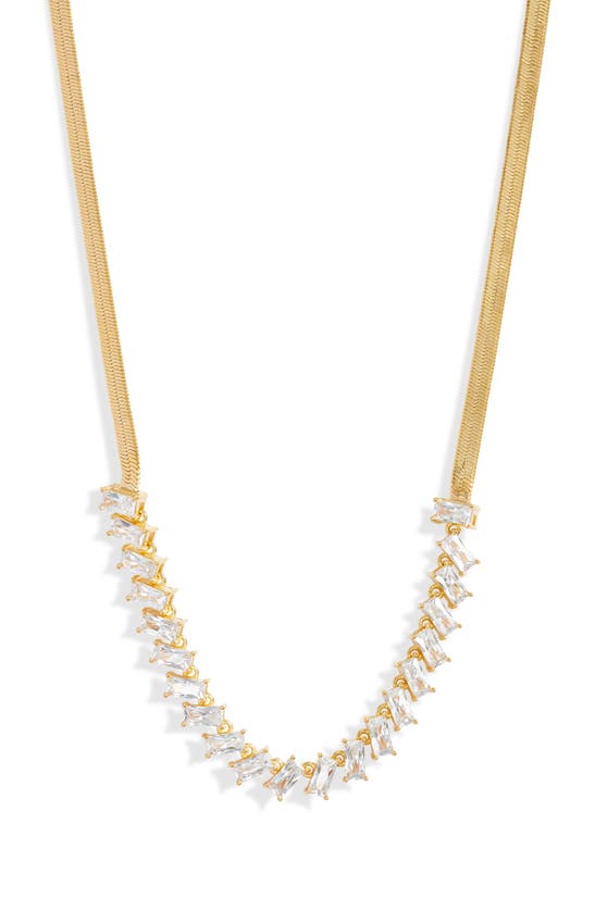 Shop Nordstrom Scattered Baguette Frontal Necklace In Clear- Gold