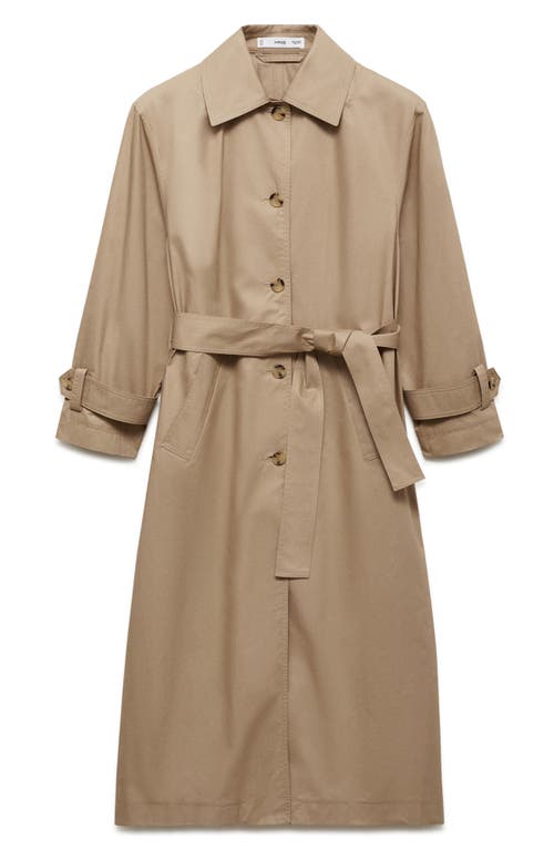 Shop Mango Cotton Twill Trench Coat In Beige