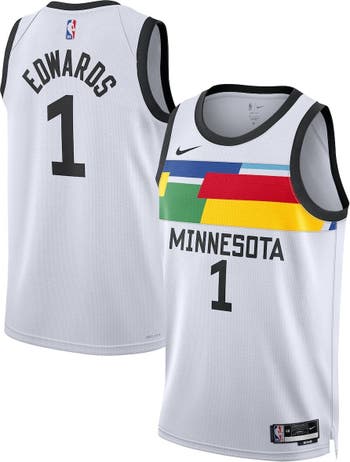 Nike / Men's 2021-22 City Edition Minnesota Timberwolves Anthony Edwards #1  Blue Cotton T-Shirt