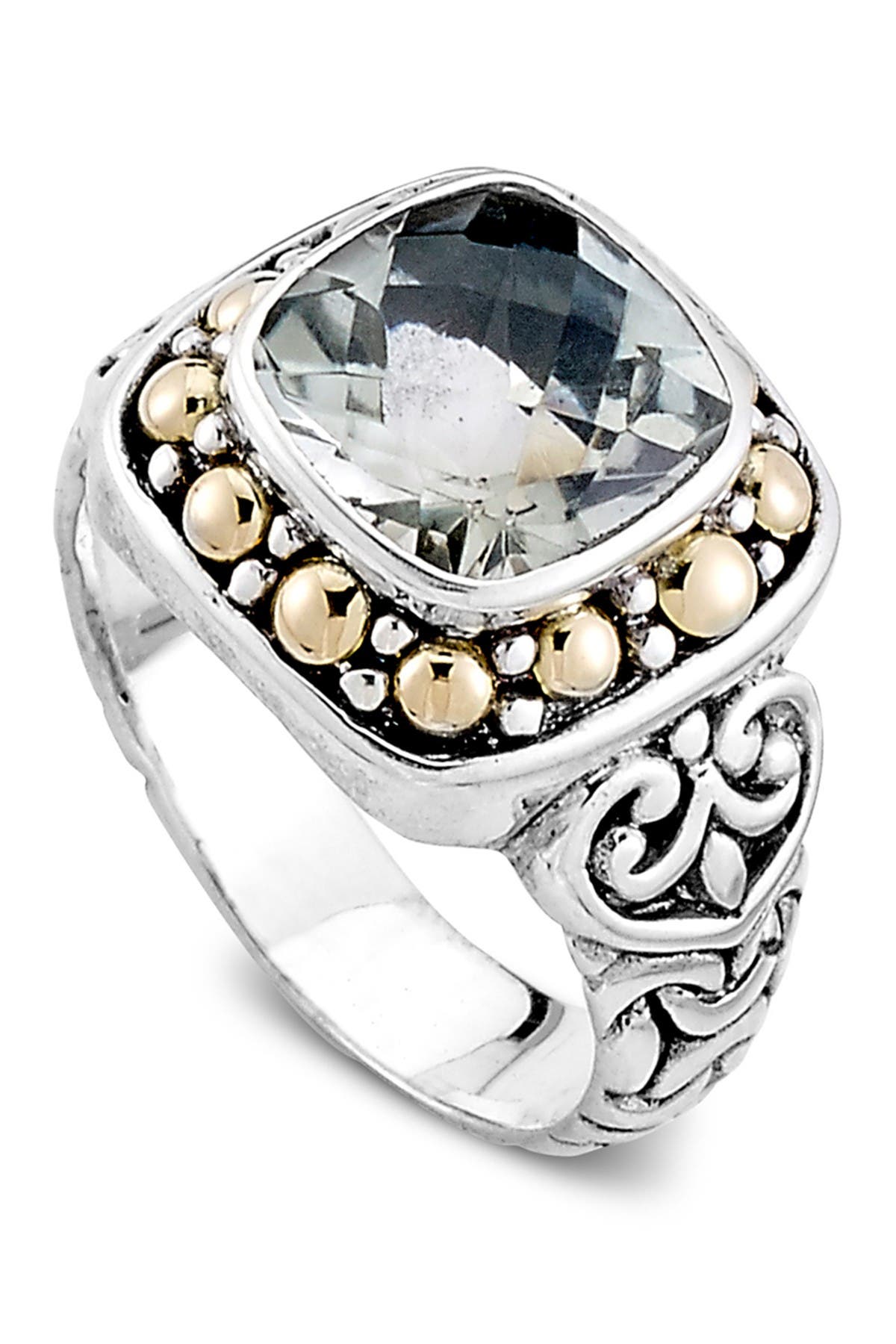 Samuel B Jewelry | Sterling Silver & 18K Gold Green Amethyst Ring ...