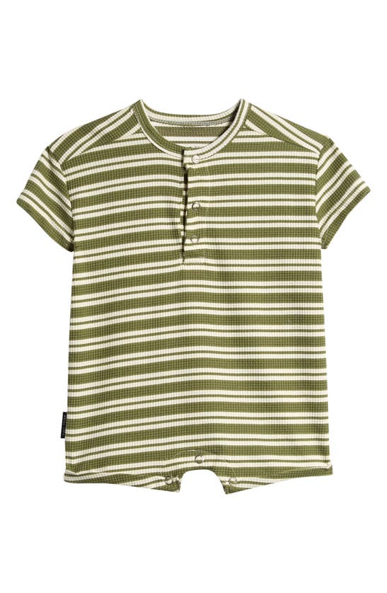 Shop Tiny Tribe Stripe Waffle Knit Relaxed Romper In Forest Stripe