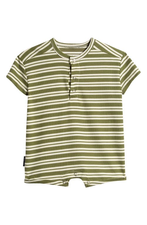 TINY TRIBE Stripe Waffle Knit Relaxed Romper in Forest Stripe 