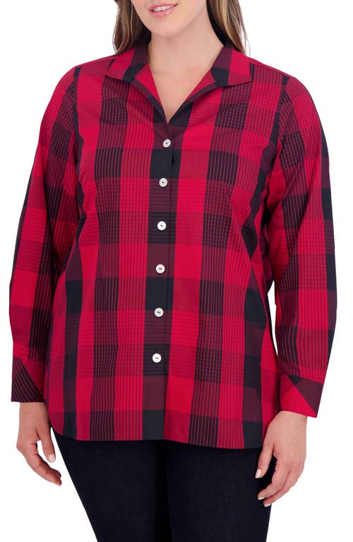 Foxcroft Pandora Buffalo Plaid Button-Up Shirt Red at Nordstrom,