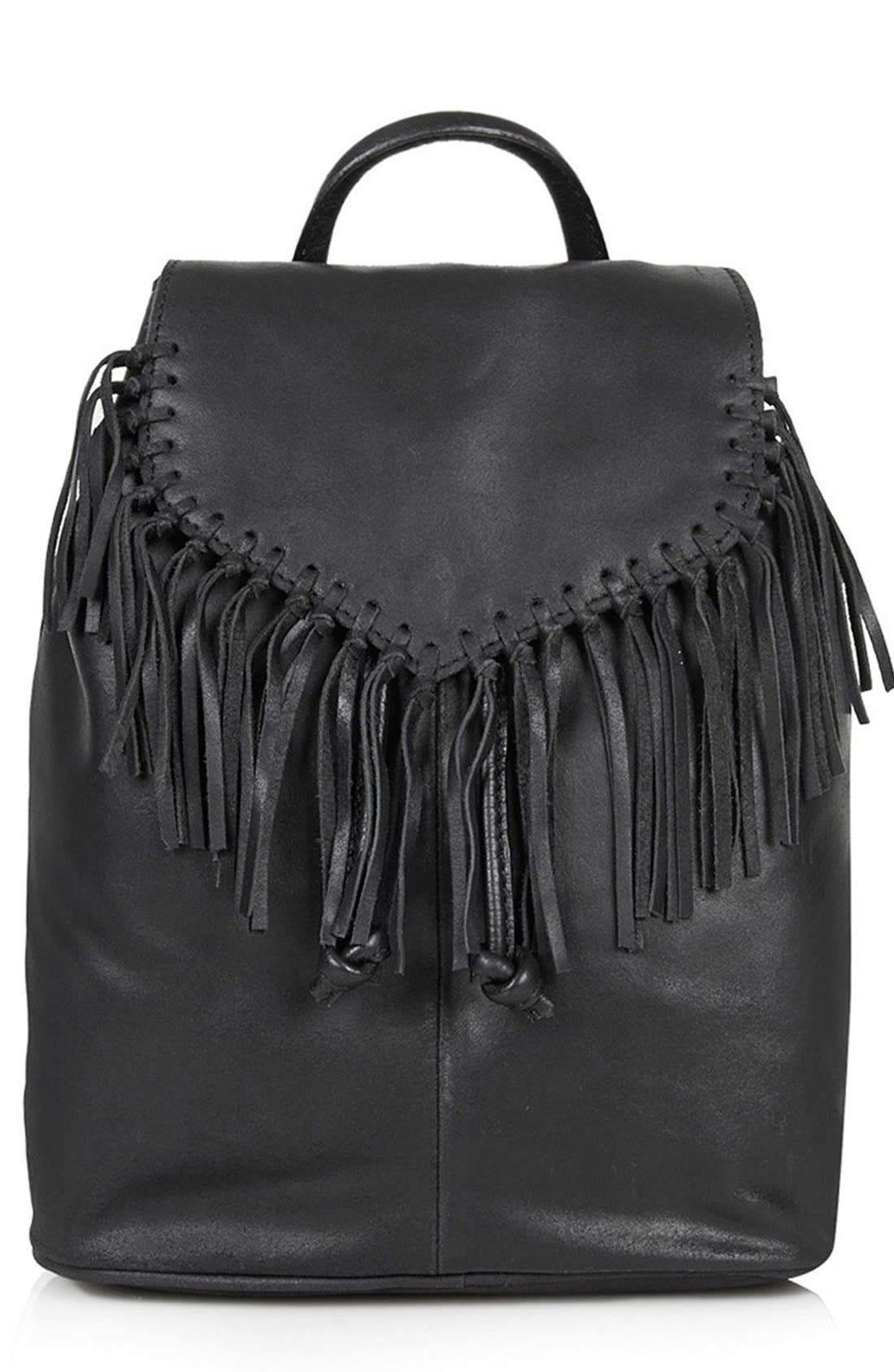 topshop black leather backpack