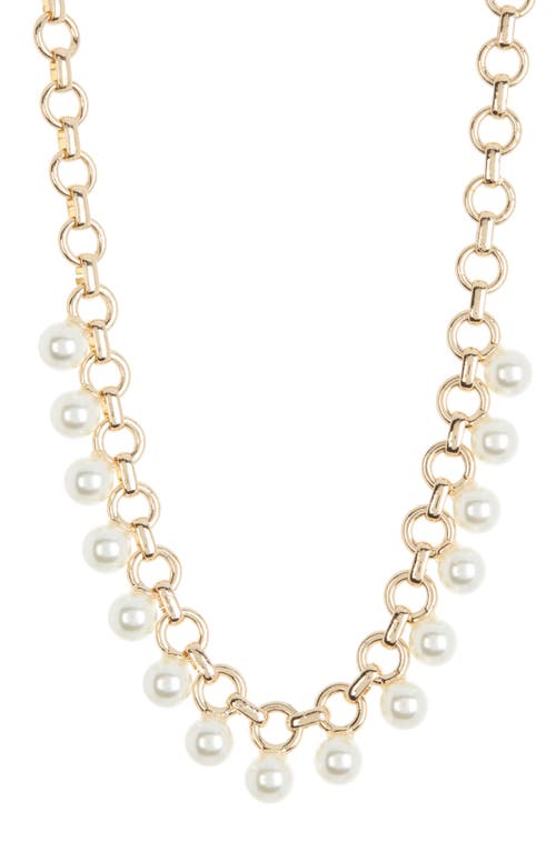 Shop Anne Klein Imitation Pearl Chain Necklace In Gold/white Pearl