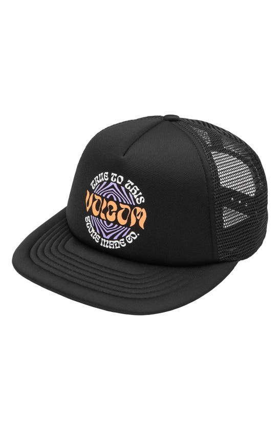 Shop Volcom Kids' Hot Cheese Graphic Trucker Hat In Black