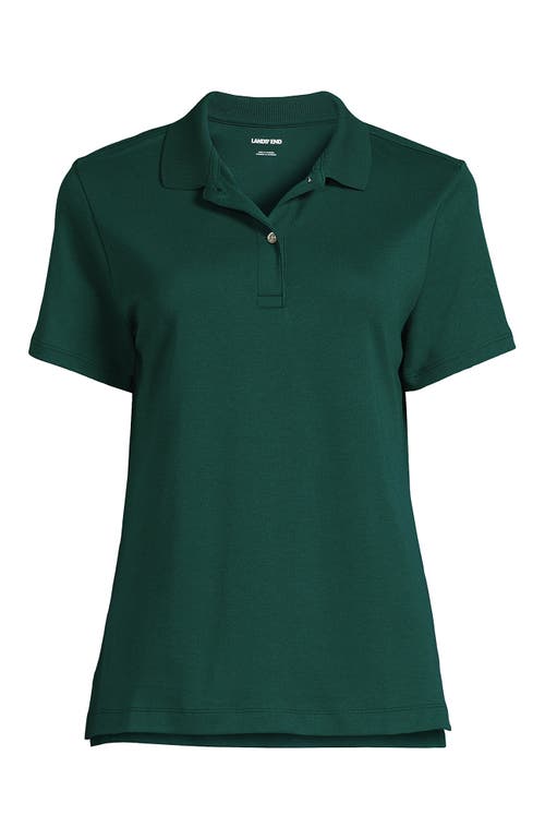 Shop Lands' End School Uniform  Short Sleeve Feminine Fit Interlock Polo Shirt In Evergreen