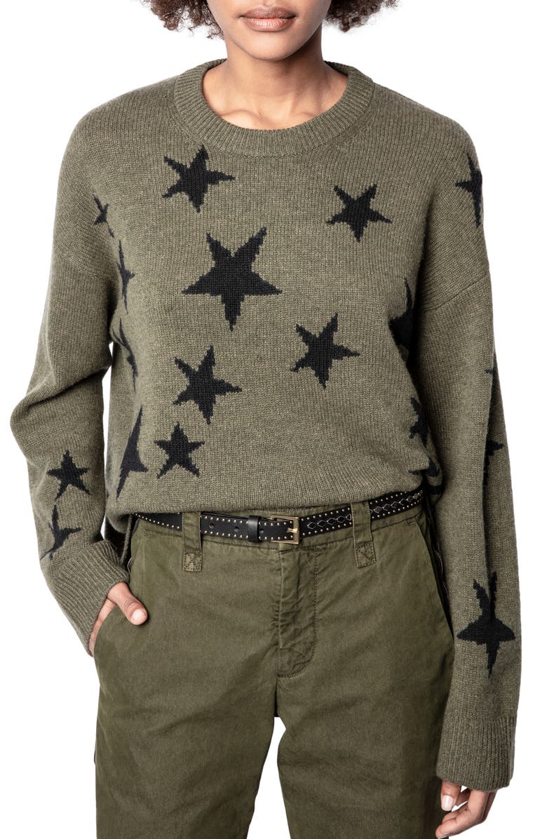 Zadig & Voltaire Markus Stars Cashmere Sweater, Main, color, 