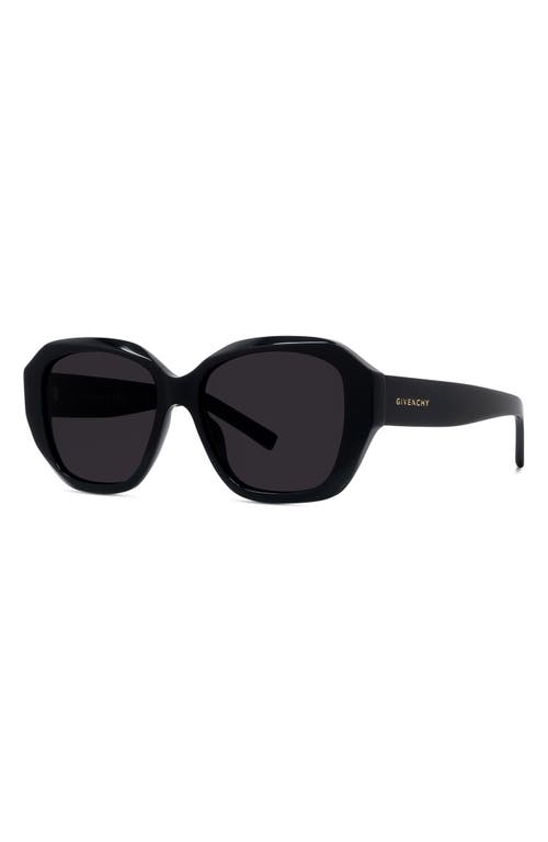 Shop Givenchy Gv Day 55mm Round Sunglasses In Shiny Black/smoke