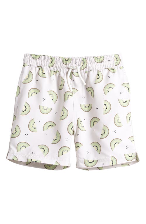 Petit Lem Kids' Kiwi Print Swim Trunks Cream Beige at Nordstrom,