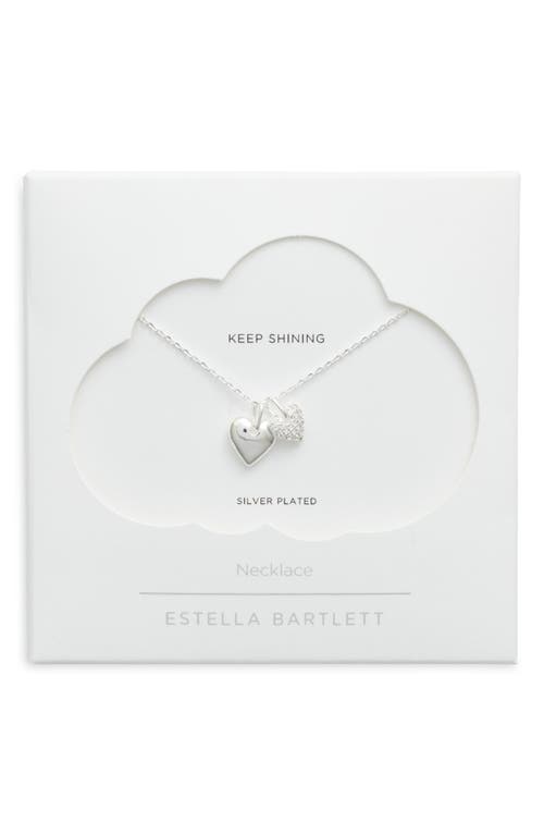 Estella Bartlett Double Heart Charm Necklace in Silver