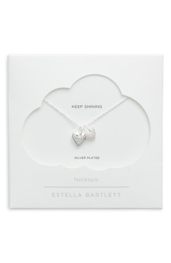 Estella Bartlett Double Heart Charm Necklace In Silver