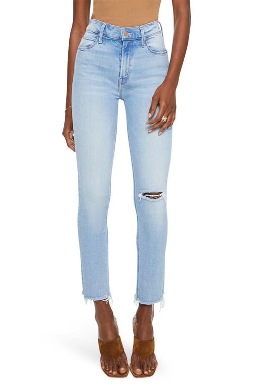 MOTHER The Dazzler Ripped Mid Rise Ankle Slim Jeans in Hopeless Romantic