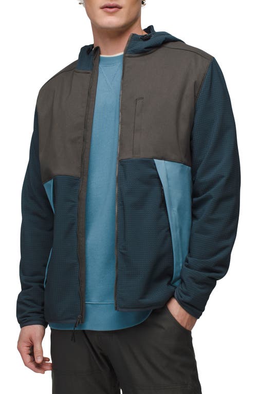 Shop Prana Gridlocked Fleece Overlay Hooded Jacket In Stormy Night