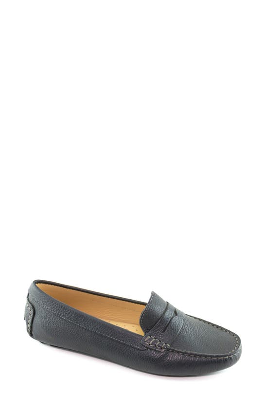 Driver Club Usa Naples Moc Toe Penny Driving Loafer In Grey Grainy Penny
