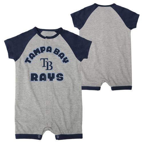 Outerstuff Newborn & Infant Heather Gray Tampa Bay Rays Extra Base Hit Raglan Full-Snap Romper