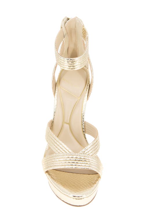 Kenneth Cole Nadine Ankle Strap Platform Sandal In Gold Snake
