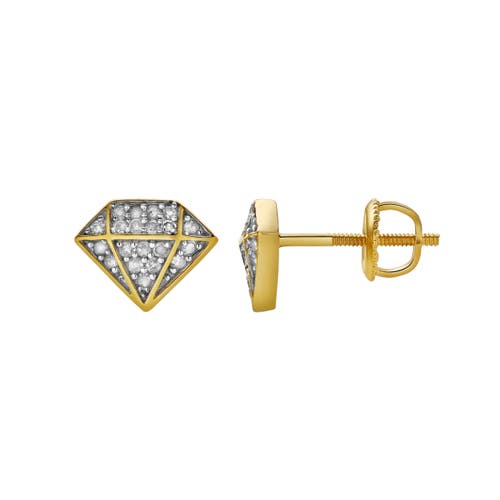 Luvmyjewelry Diadem L 10k Yellow Gold Cluster Diamond Unisex Earrings In 10k Yellow Gold
