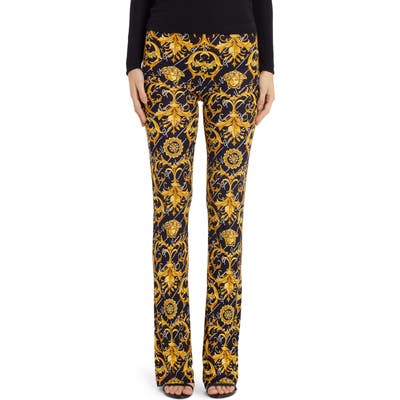 Versace Barocco Signture Print Flare Pants, US - Black