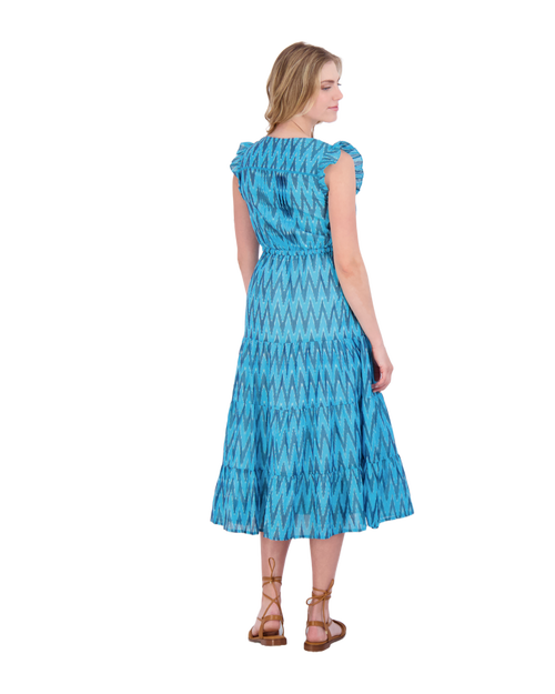 Shop Mer St. Barth Giselle Maxi Dress In Turquoise Ikat