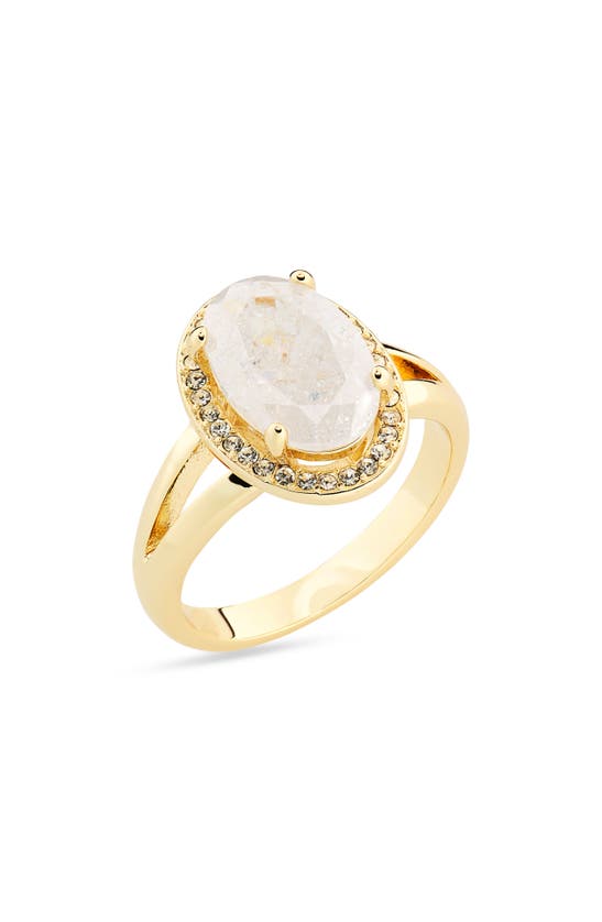 Shop Covet Cz Framed Oval Stone Ring In White